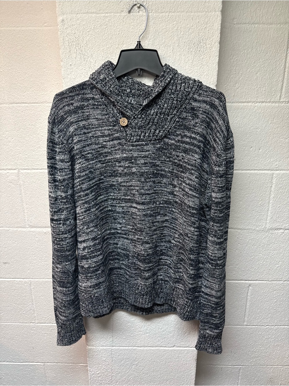 H&M Navy and Gray Marled Knit Sweater